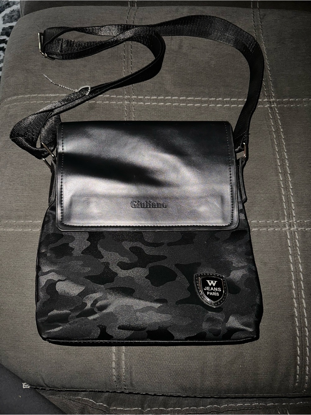 Black Camouflage Crossbody Bag